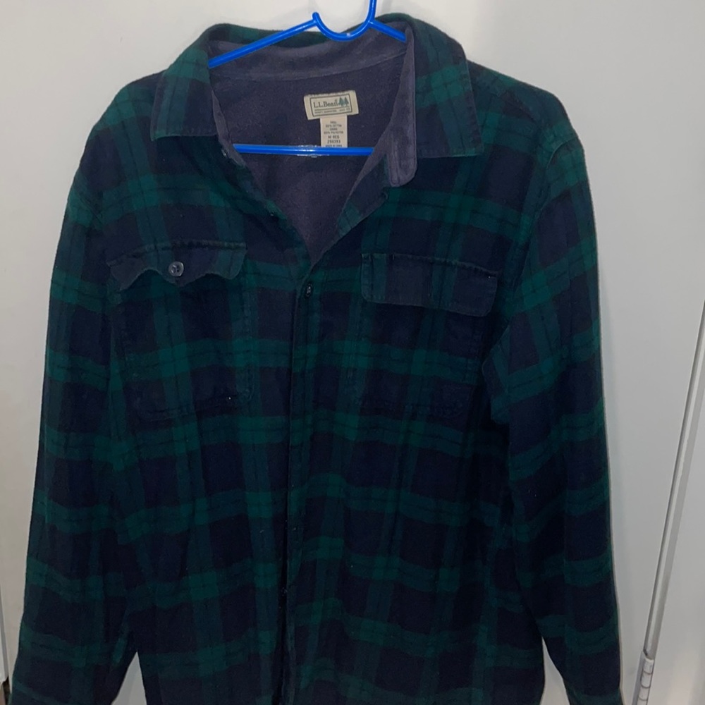 LL Bean Fleece Lined Flannel Shirt Jacket